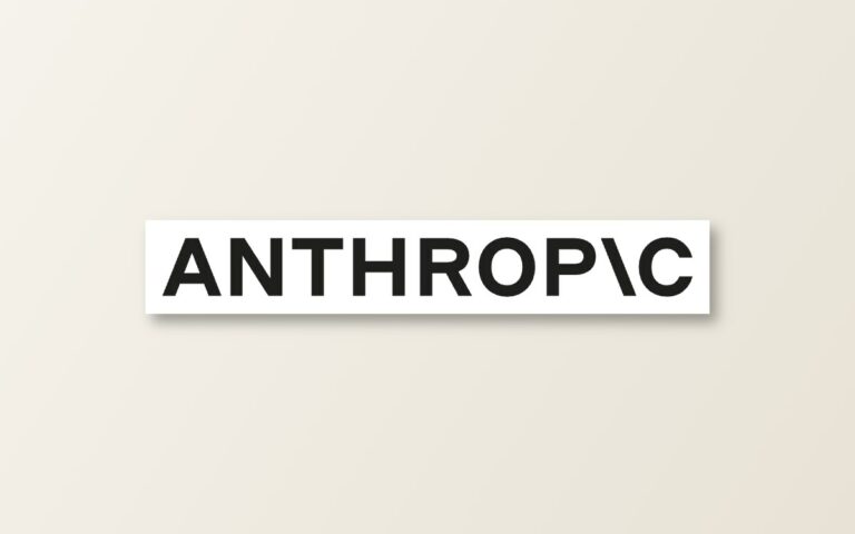 Logo de la marque Anthropic, posé sur un fond papier clair avec une ombre portée