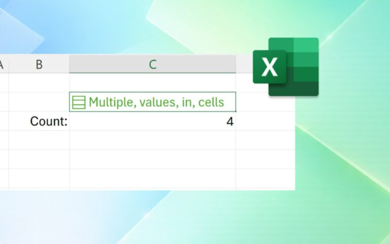 Cellule Excel contenant une liste de plusieurs valeurs, avec un compteur qui en dénombre 4