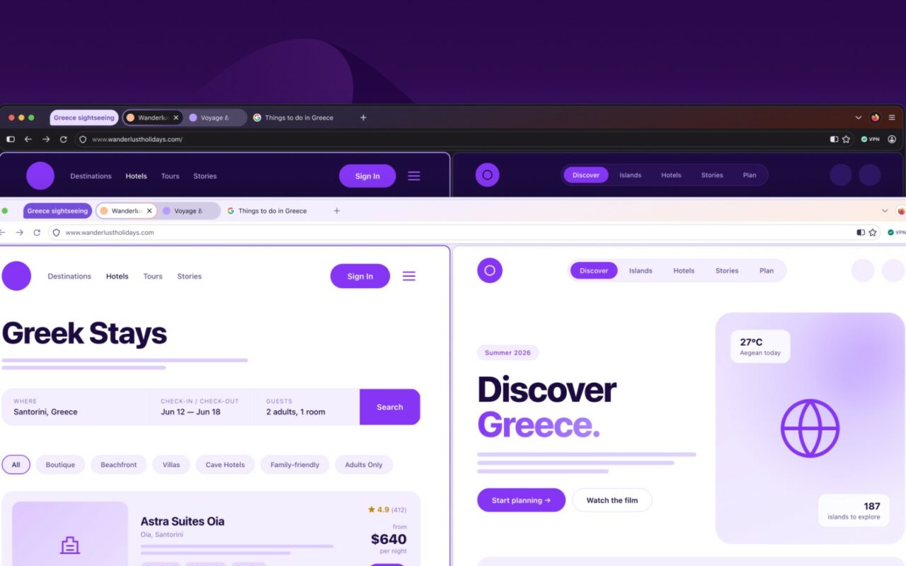 La nouvelle interface Nova de Firefox, avec deux pages web affichées côte à côte